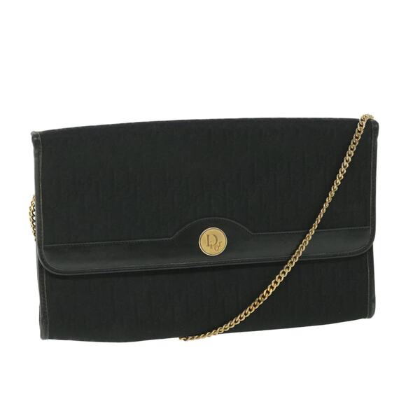 DIOR Trotter Canvas Chain Shoulder Bag Black - Picture 1 of 16